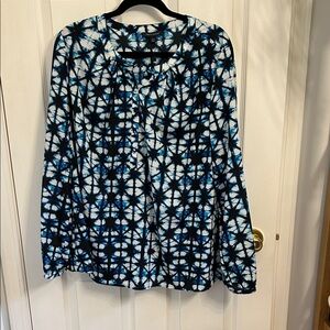 Tommy Hilfiger Black and Blue Patterned Blouse